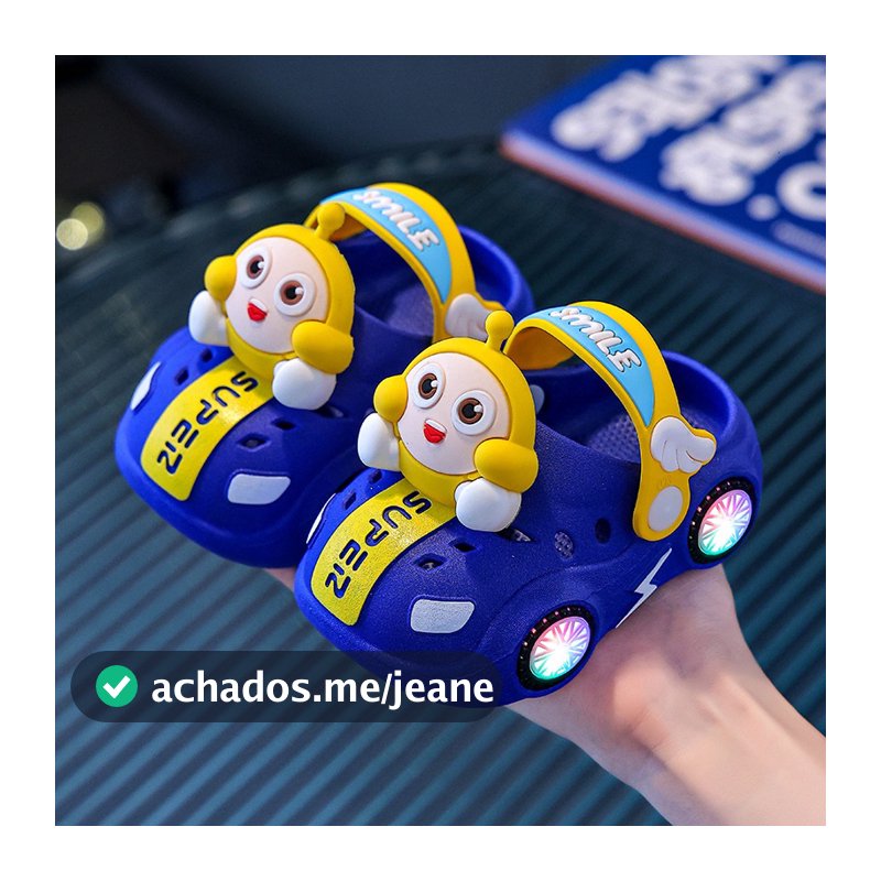 Babuche Infantil LED Sandálias Infantis Meninos e Meninas Chinelos Luminosos à prova d'água para Carros