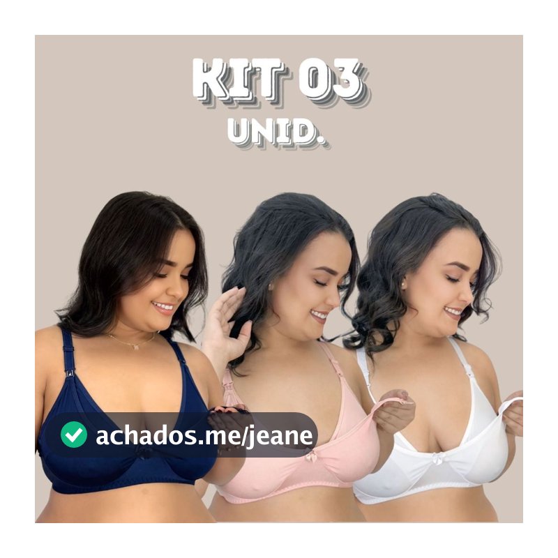 KIT 03 Sutiãs Amamentação Plus Size Alça Abre Fácil Reforçada MICROFIBRA Gestante Grávida.