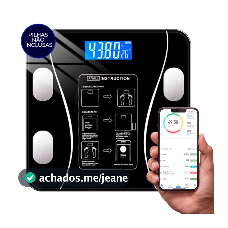 Balança Bioimpedância Digital Profissional Suporta Até 140kg via Bluethooth