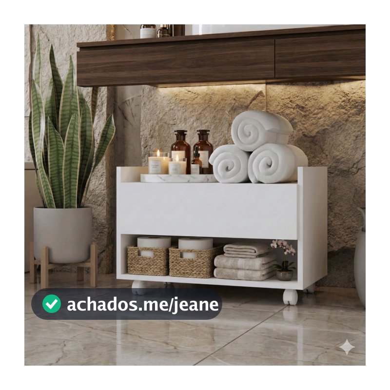 Gabinete Banheiro Multiuso com Rodinhas e Gaveta – Design Moderno