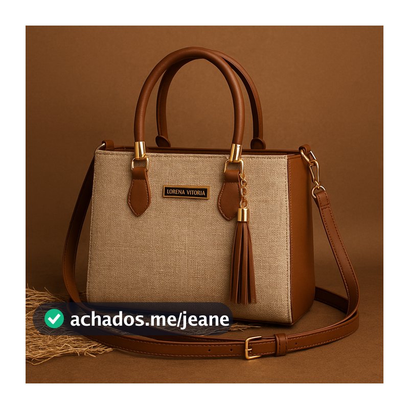Bolsa Feminina Lorena Vitória Palha Chic Alça Dupla (Mão + Transversal)