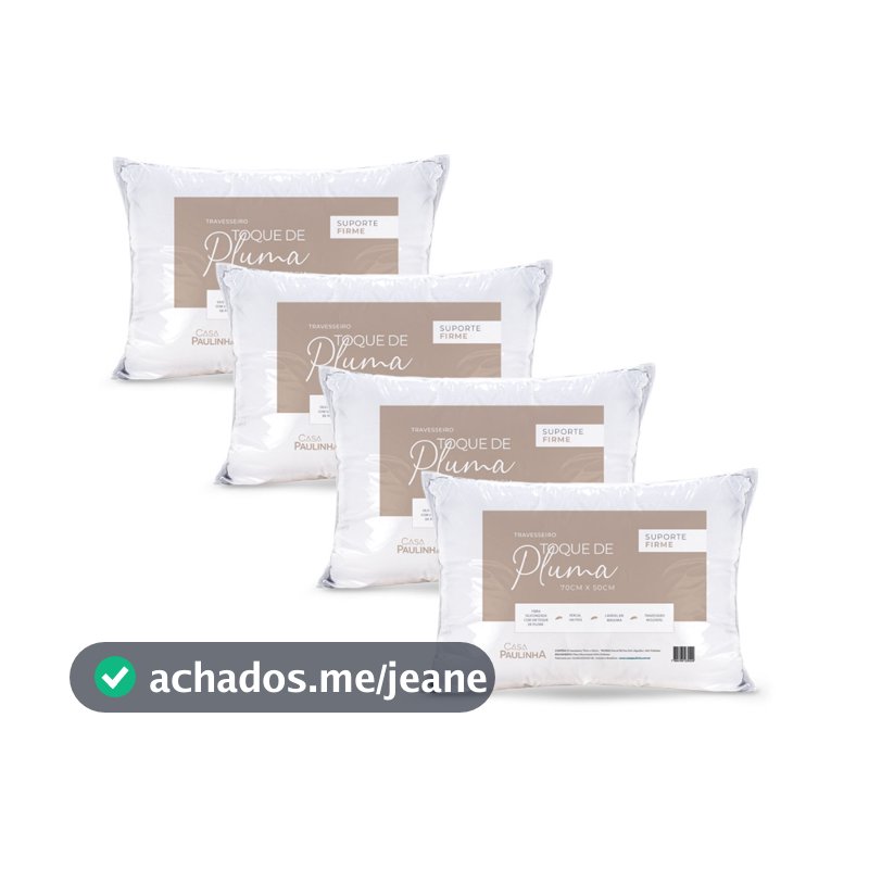 kit 4 Travesseiros Pluma Firme Confortável e Macio 50 x 70 Cm - 180 fios