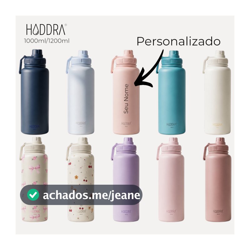 Garrafa Térmica Personalizada com Seu Nome GRANDE 1L/1.2L Inox Fitness Academia Bebidas Quente/Fria