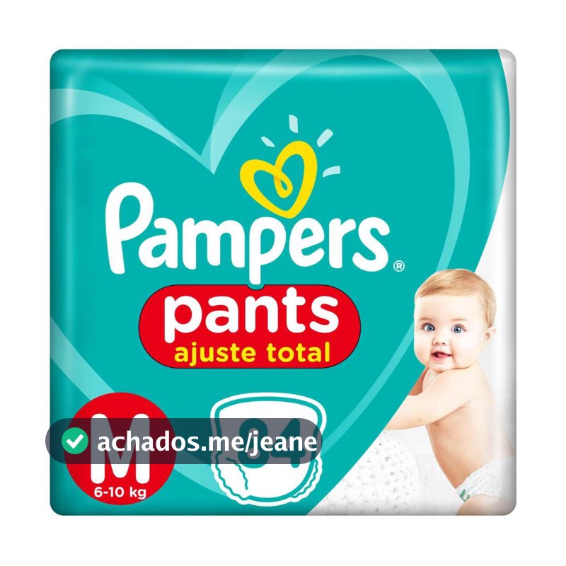 Fralda Pampers Pants Ajuste Total Jumbo M 84 Unidades