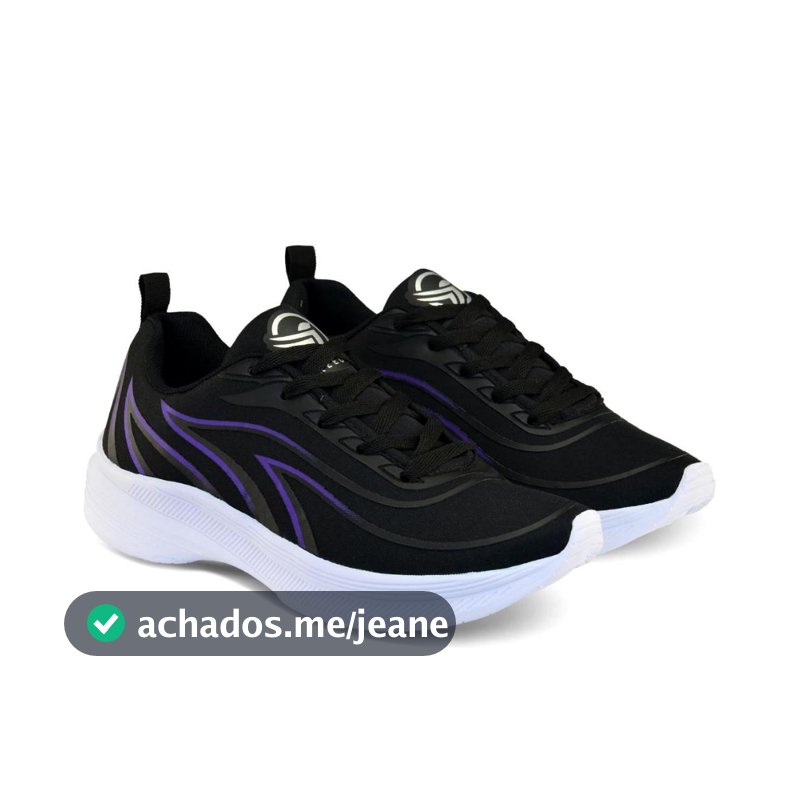 Tenis Feminino Escolar Academia Original FREEDOM Corrida Caminhada Lançamento PRETO LILAS