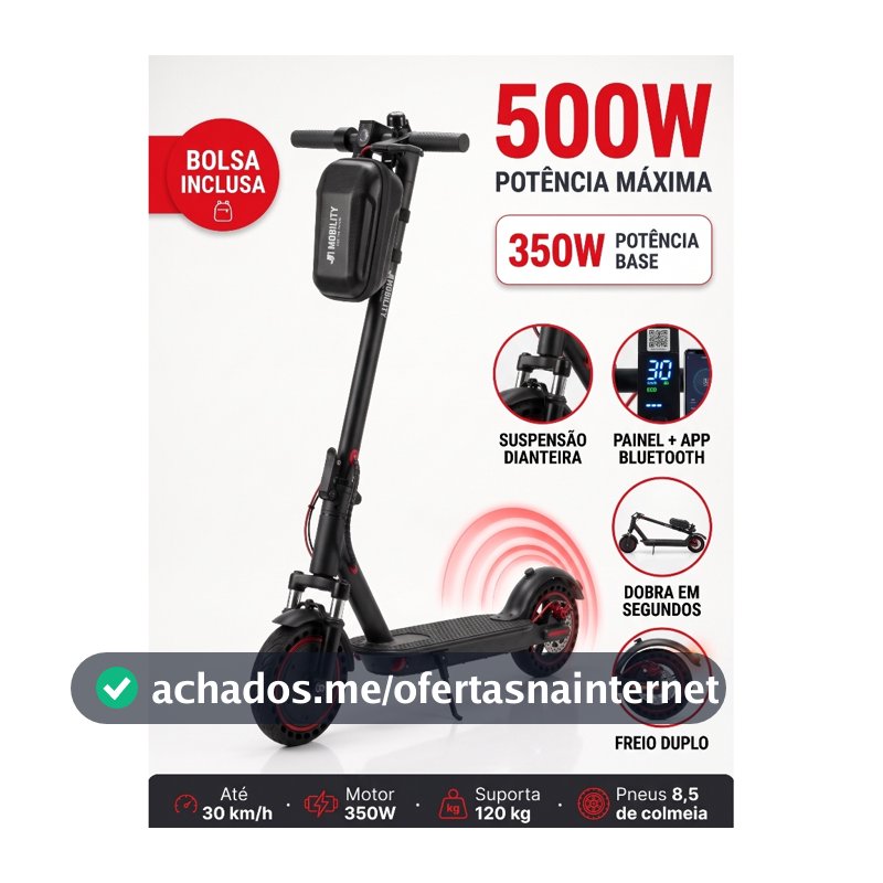 Patinete Elétrico 350W 30km/h Scooter Dobrável 3 Velocidades com Amortecedor para Passeio