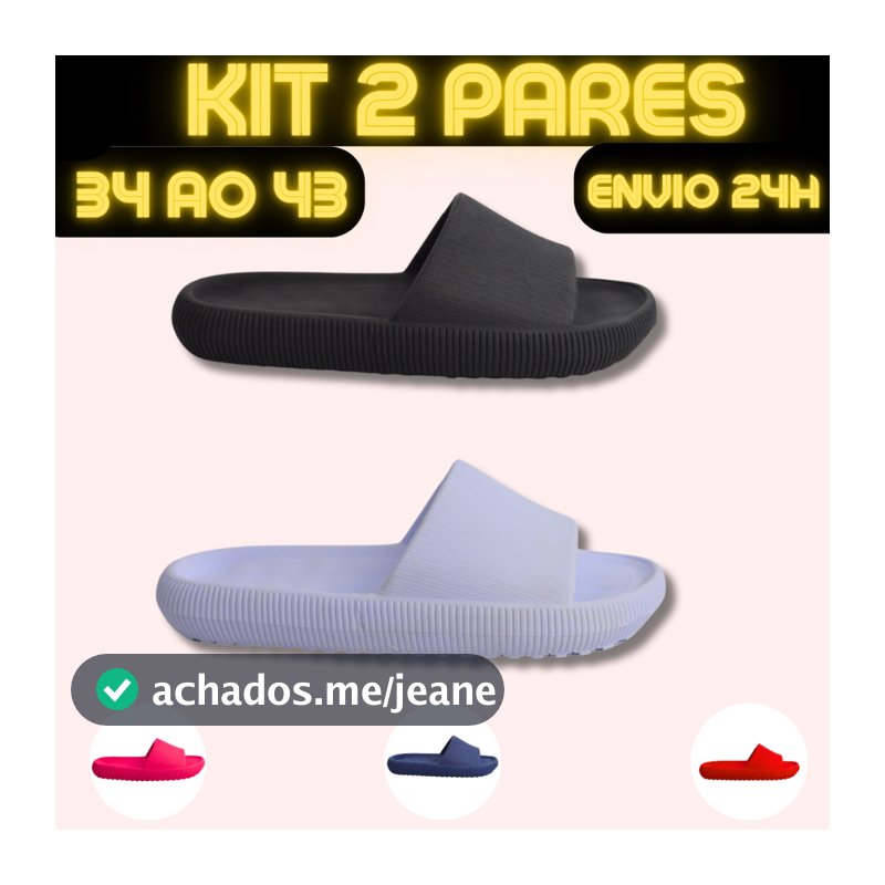 Kit 2 Chinelos Nuvem Feminino Unissex 34 Ao 43 Super Macio e Leve Antiderrapante Solado Ortopédico