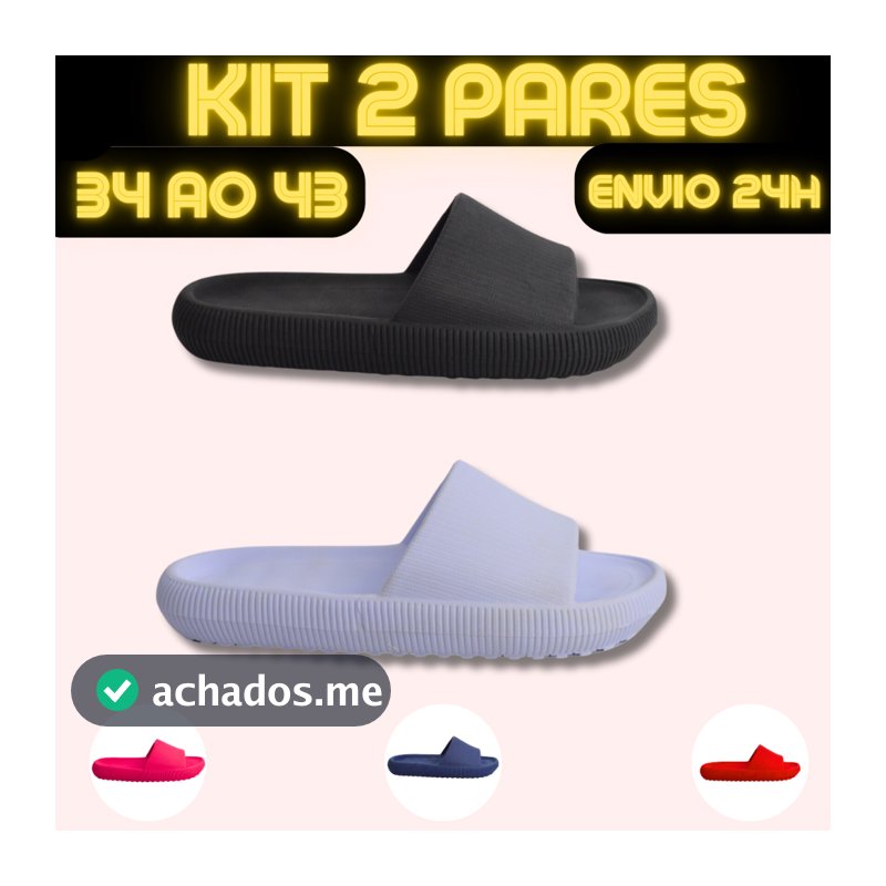 Kit 2 Chinelos Nuvem Feminino Unissex 34 Ao 43 Super Macio e Leve Antiderrapante Solado Ortopédico