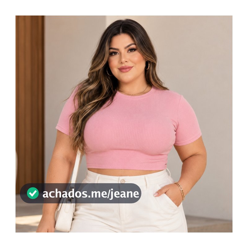 Cropped Feminino Plus size Anarruga Manga Curta Gola Redonda Blusa Justa Casual Básica Moda Blogueira Premium