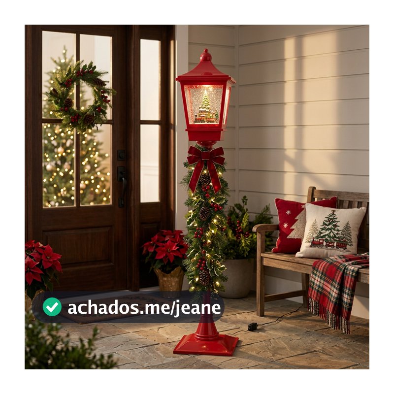 🎄 Poste Natalino Musical 1,85m Com Luz E Neve Bivolt Oferta