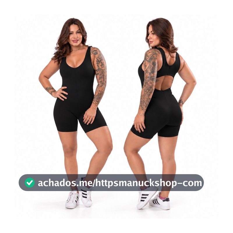 Macaquinho Suplex Curto Slim Fitness Academia Feminino