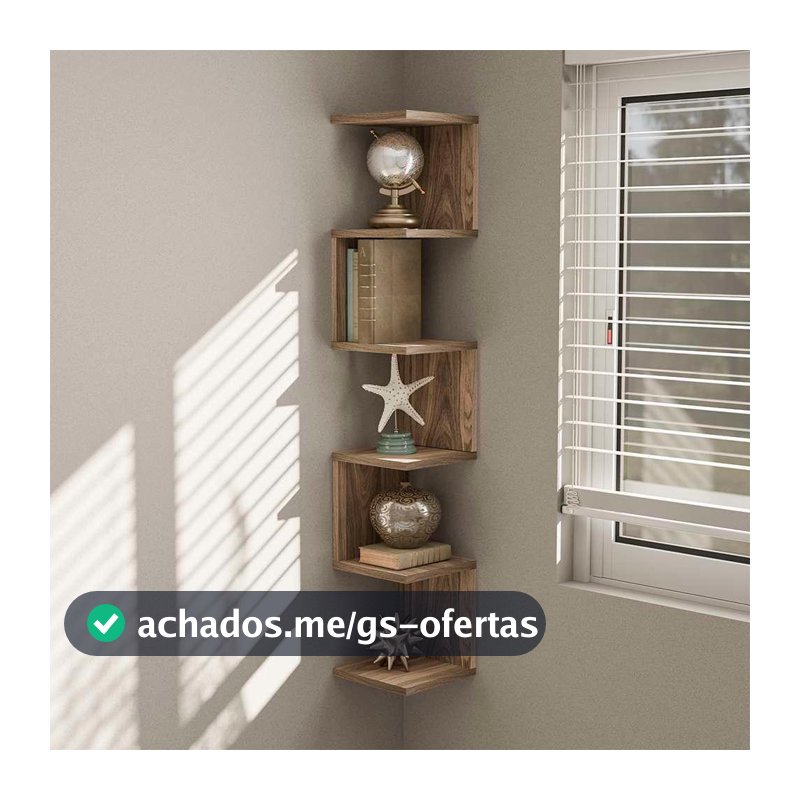 Prateleira de Canto Lyra 5 Nichos Decorativos Freijó para Sala Quarto Livros