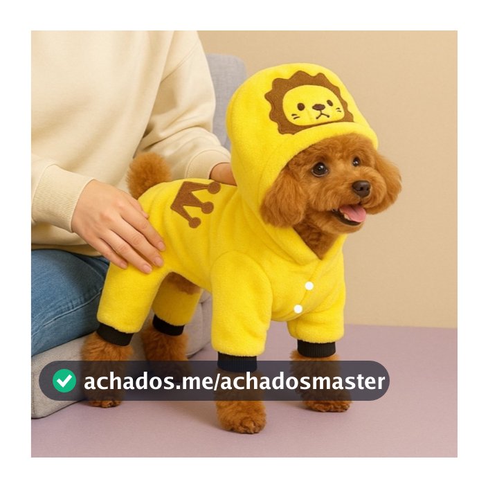 Fantasia Pet De Leão Com Capuz | Roupa Fofa E Quente Para Cães E Gatos No Inverno