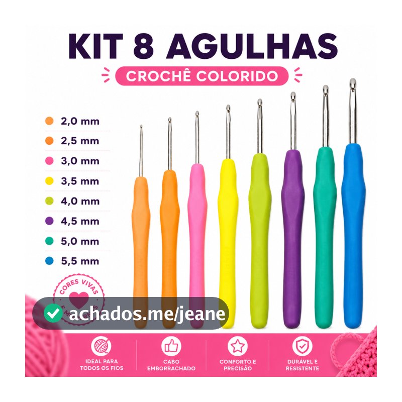 Kit Agulhas Barbante Para Crochê Profissional Peças croche fio de malha, barbante, lã ou linha