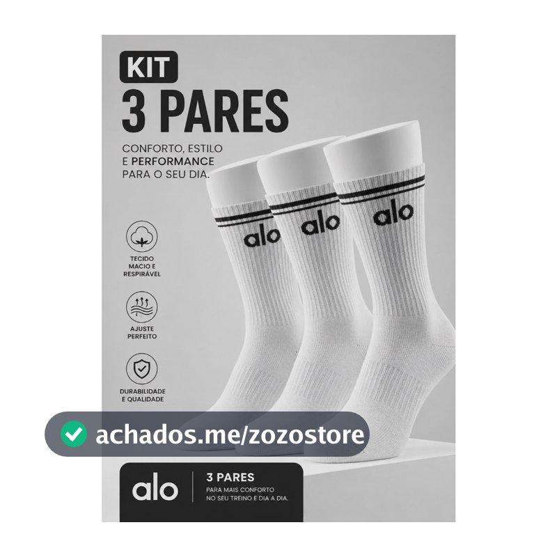 Meia Academia Kit 3 Pares Cano Longo Premium Algodão Para Treino e Dia a Dia