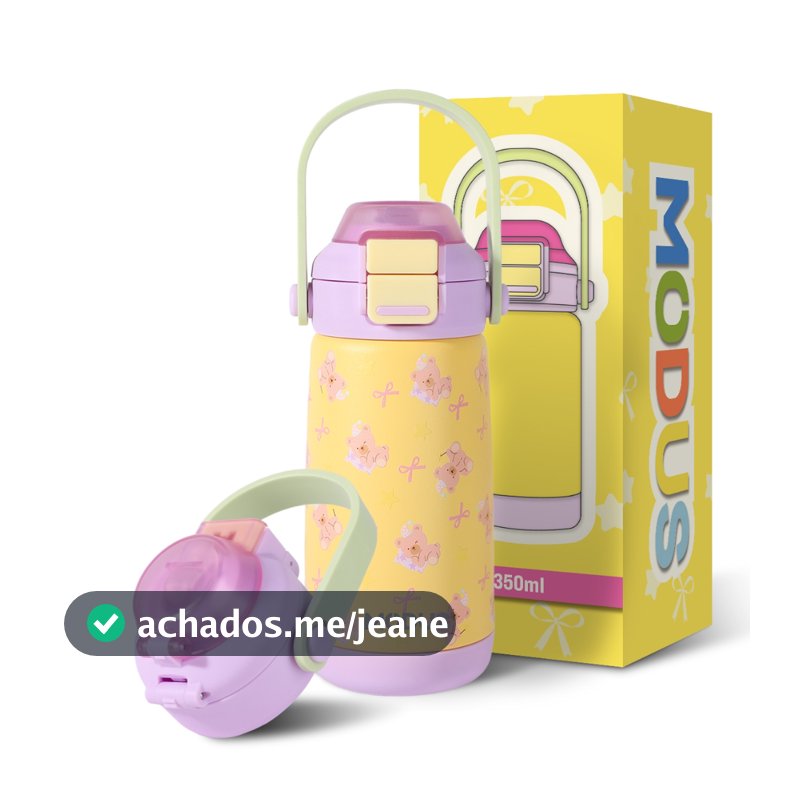 MODUS Garrafa Térmica Infantil 350ml de Aço Inoxidável com Canudo para Crianças