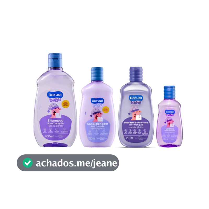 Kit Sono Tranquilo Shampoo 400ml + Condicionador 210ml + Colônia 120ml + Sabonete Líquido 210ml Baruel Baby