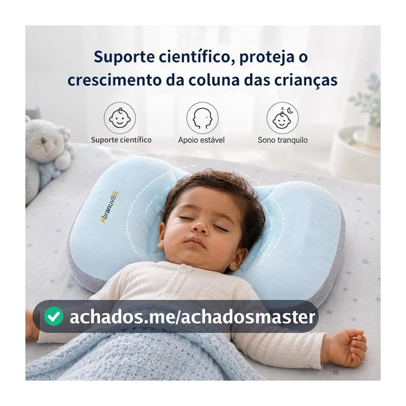 Abranuv  Travesseiro Infantil Ergonômico com Apoio para Cabeça e Pescoço, Macio e Confortável  ABB3009-T1
