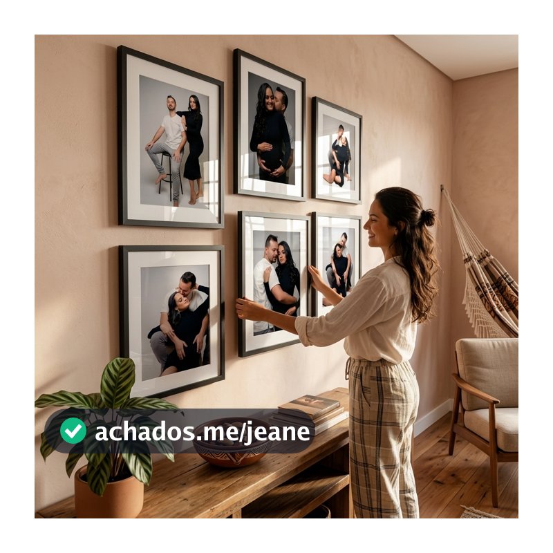 Quadro Decorativo 24x31 Parede Com Paspatur Porta Retrato Foto 15x21 Moldura Madeira Sala Quarto