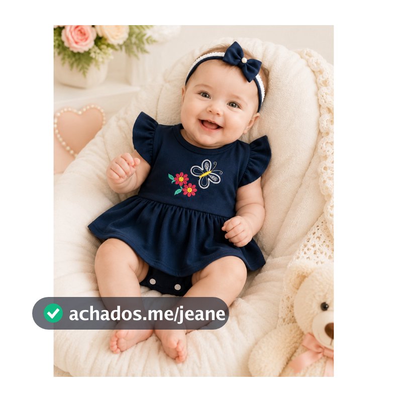 Body Vestido Sainha Bebê Menina com Faixinha de Cabelo Recém-Nascida 0 a 3 Meses