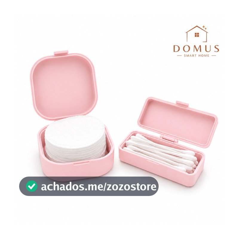 Kit 2 Estojos Porta Cotonetes e Disco de Algodão Organizador Viagem Necessaire Higiene Pessoal