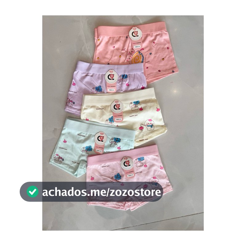 Kit 6 Calcinha Box Shortinho FEMININA MENINA INFANTIL JUVENIL Boxer  Confortável Criança Estampas Sortidas