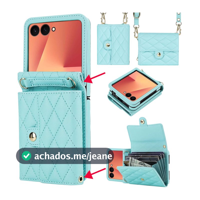 Capa Com Alça Crossbody Para Samsung Galaxy Z Flip 8 Bolsa Cartão/Carteira De Couro anti-Queda ZFlip7 ZFlip345678