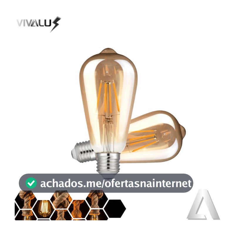 Kit 2-8 Lâmpadas Filamento Led Retrô Vintage 4w Quente 2700K St64 Âmbar Soquete E27 Bivolt Vidro
