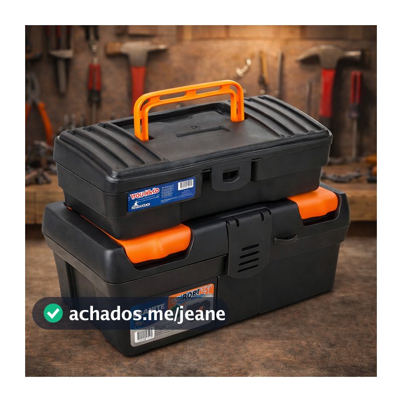 Kit 2 Maletas de Ferramentas Organizadoras Plásticas Duráveis Caixa para Oficina Casa Trabalho