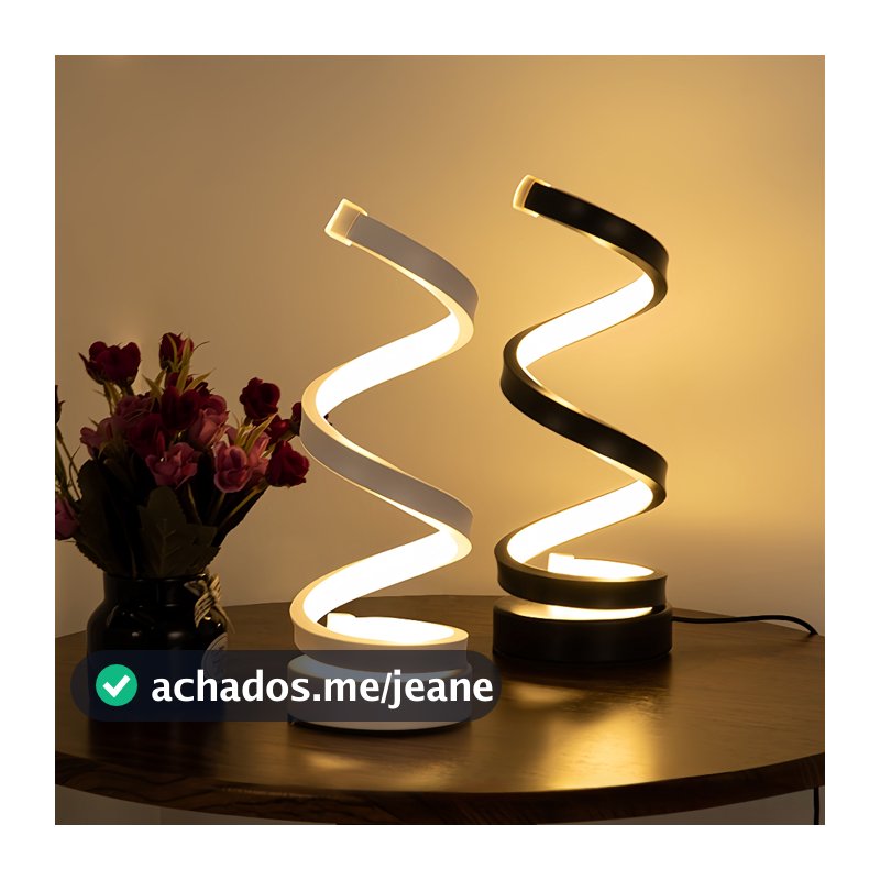 Abajur Moderno Quarto Luminária Noturna 3 Cores Em 1 Espiral Ajustável Luz Noturna para Cabeceira Carregamento USB