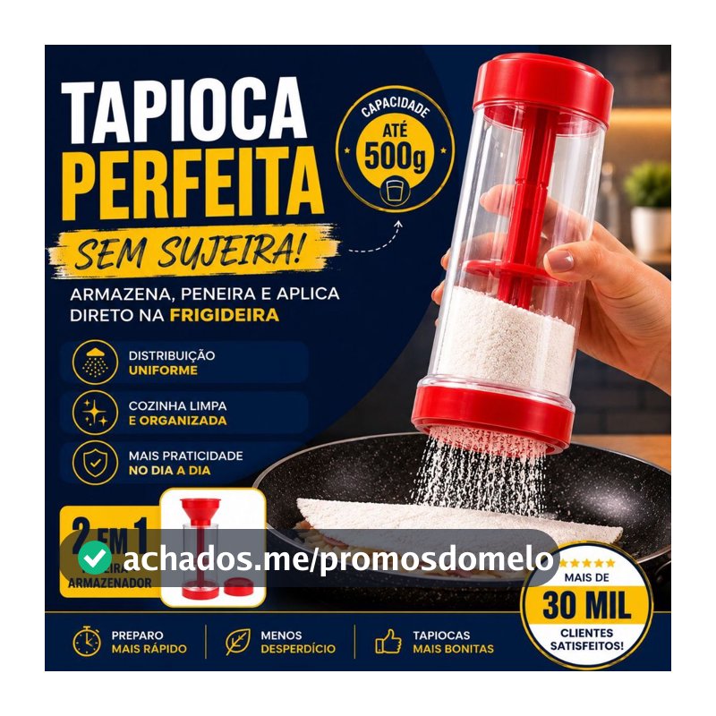 Tapioqueira 2 em 1 | Peneira + Armazenador de Tapioca | Praticidade Sem Sujeira na Cozinha - BARUCH