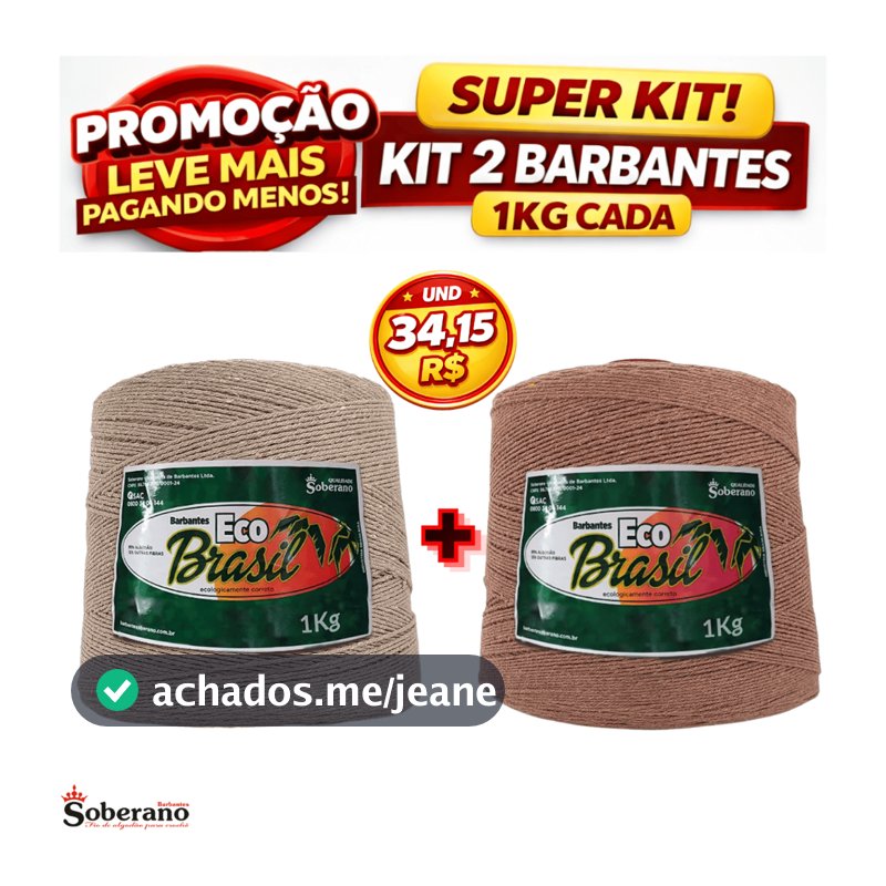 Kit Barbante Eco Brasil Kit Com 2 Barbantes N 6 1KG Cada - Leve Mais Por Menos\ Croche \ Tapete