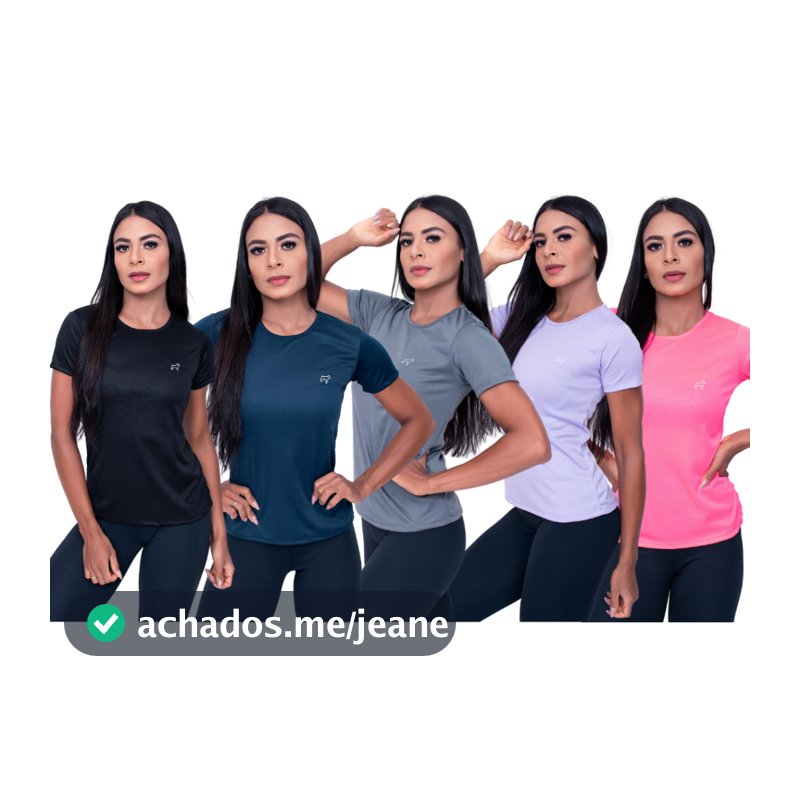 Kit 5 Camiseta Feminina Dry Fit Academia Treino Corrida Esportes Parvori