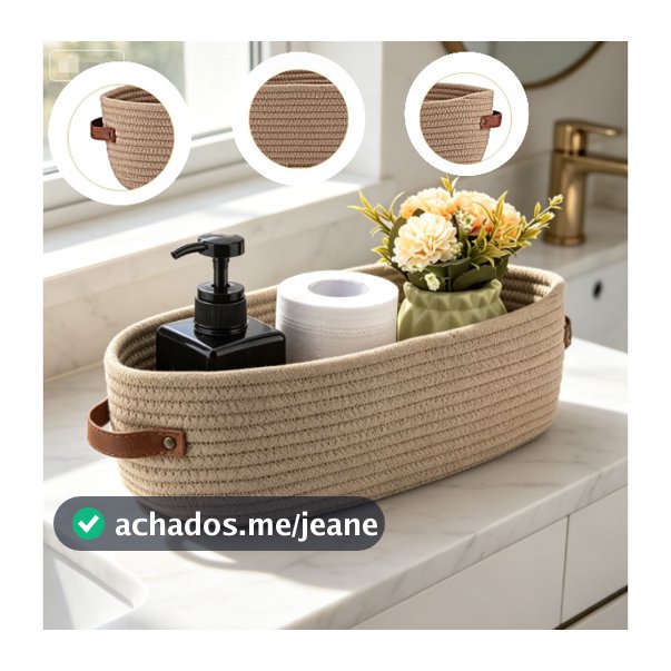Kit Cesto Organizador Banheiro 1 Unidades Multiuso para Papel Higiênico 33x10x15cm