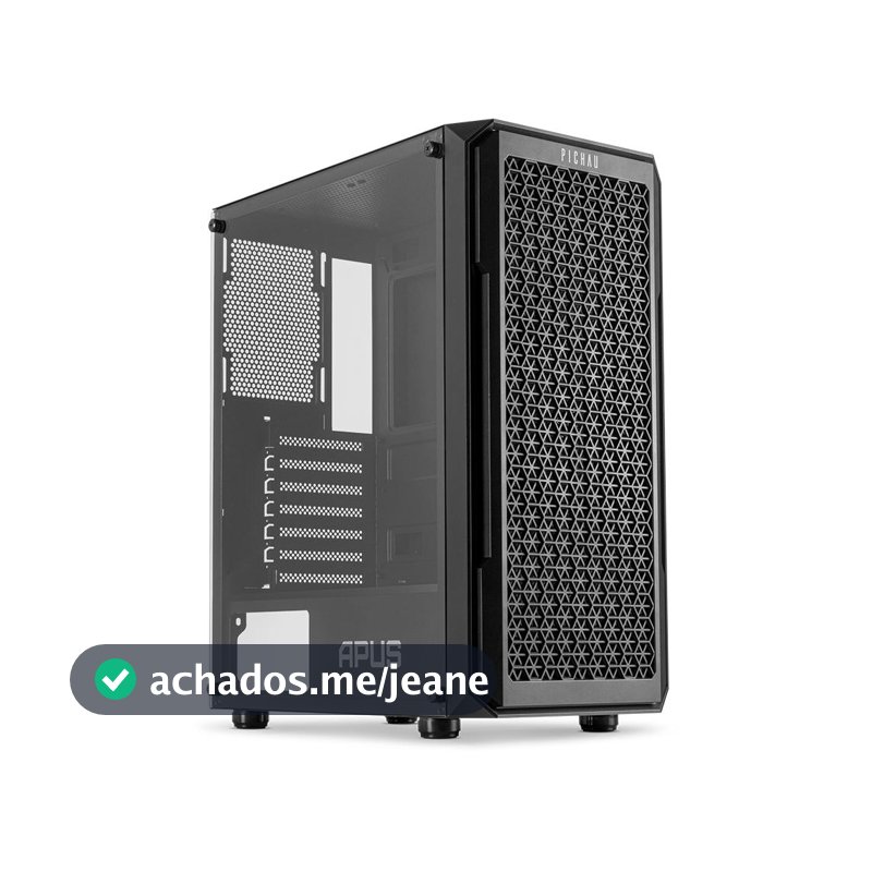 Gabinete Gamer Pichau Apus Black, Mid-Tower, Lateral de Vidro Temperado 3 Fans Preto, PG-APS-BLK01