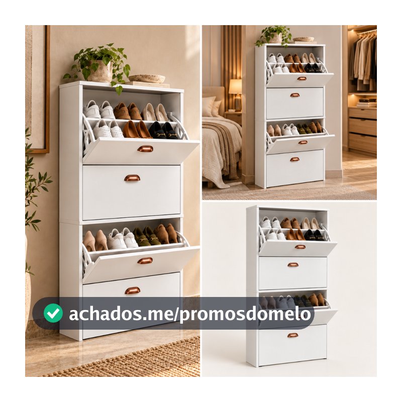 Sapateira Basculante Branca 3 Ou 4 Portas Para Quarto E Closet