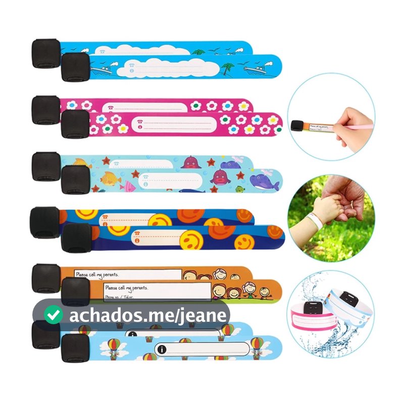 Pulseira De Identificação Infantil Impermeável Praia Criança Autismo - 12  Unidades