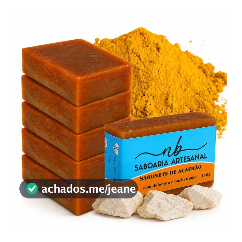 Kit 6 Sabonetes Açafrão com Dolomita Tira Manchas Depilação Natural