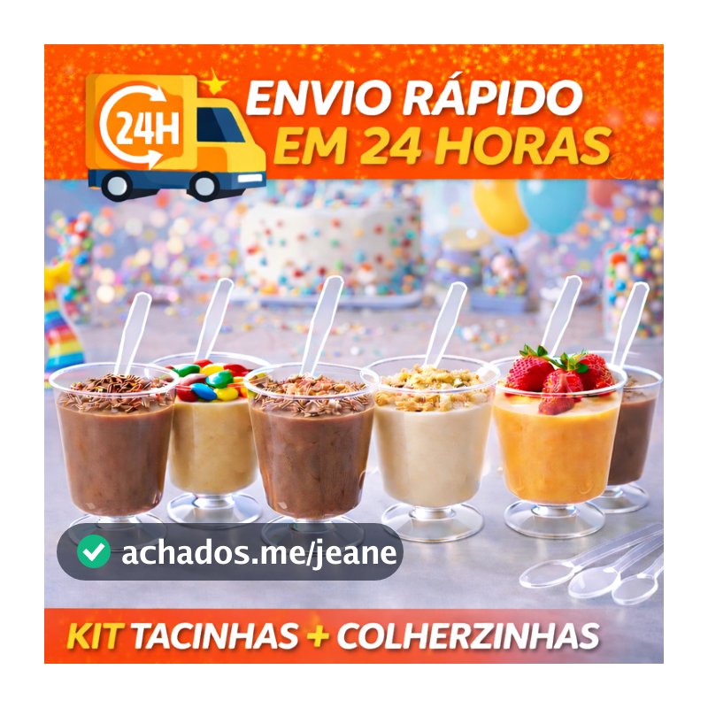 KIT 30/50/100/200 TACINHAS 30ml + COLHERZINHAS ACRÍLICAS BRIGADEIRO DOCES