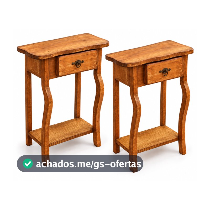 Kit Cabeceira 2 Unidades Aparador Rústico Criado De Madeira Maciça Mesinha Já vai montado