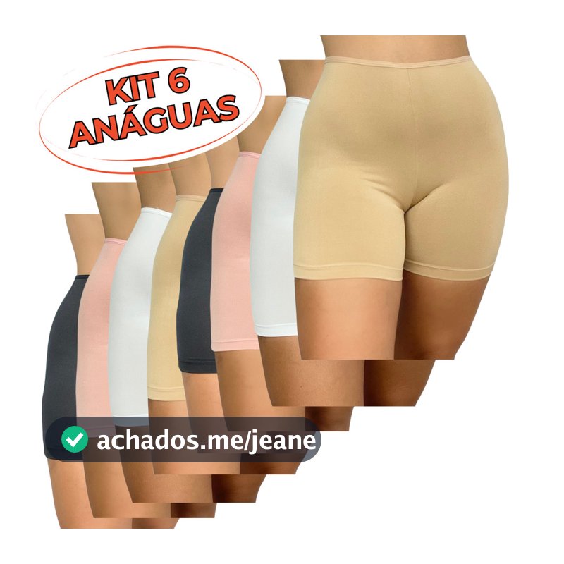 KIT 6 Anágua Segunda Pele Liso Feminina Básico