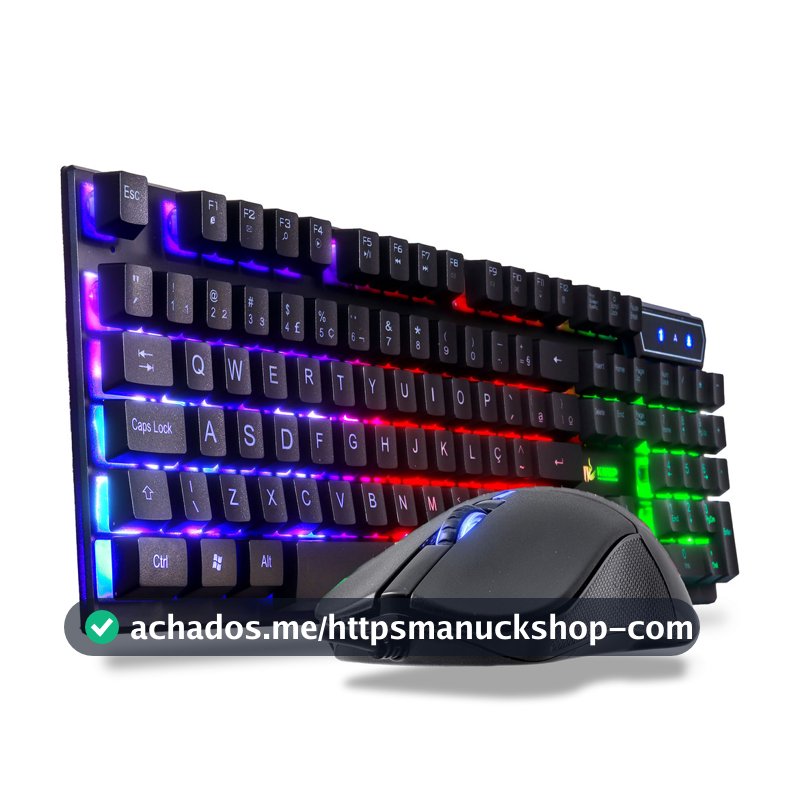 Kit Gamer Teclado Semi Mecânico + Mouse 2400dpi Usb Rgb Iluminado Jogos Pc