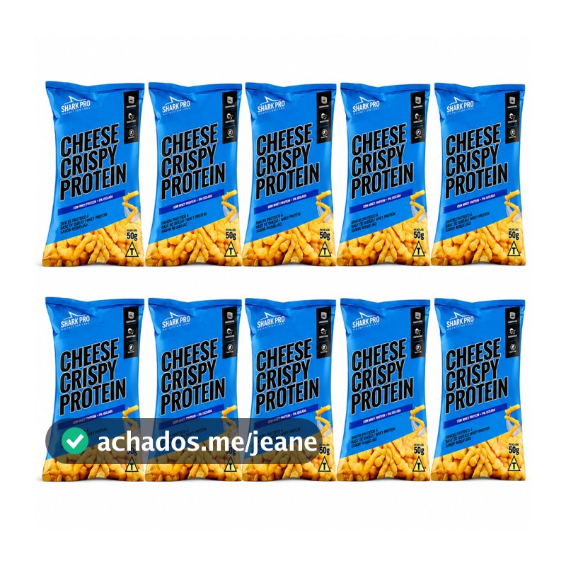 Kit 10 Salgadinhos Whey Shark Pro 50g | Crispy Protein Snack Proteico Original