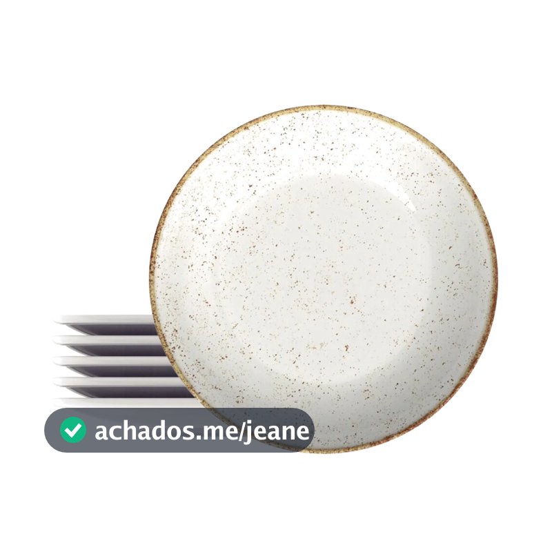 Kit 6 Pratos Porcelana Fundo Tramontina Rustico Decorado 22cm P/ Sopa Caldo