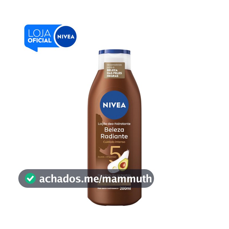 NIVEA Hidratante Desodorante Beleza Radiante Cuidado Intenso 200ml