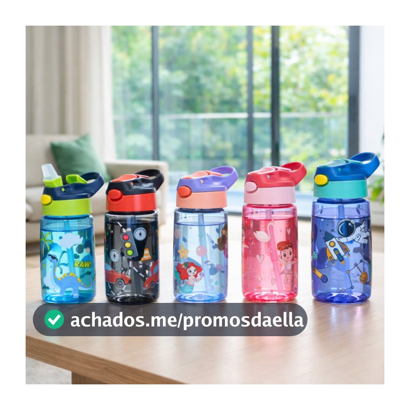 Garrafa / Squeeze Canudo Silicone Infantil Plástico / garrafa de água Infantil 450ml MIMI