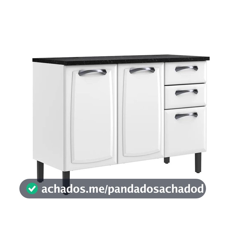 Balcão de Cozinha Itatiaia New Premium 3 Portas e 2 Gavetas Branco