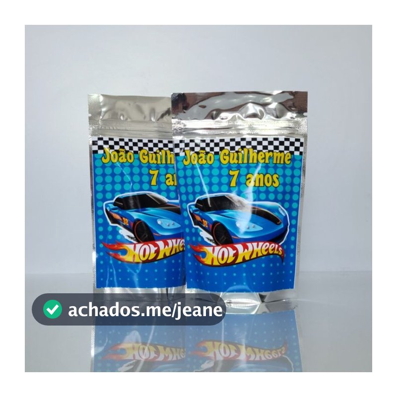 SAQUINHO METALIZADO HOTWHEELS LEMBRANCINHA PERSONALIZADA PARA FESTA INFANTIL