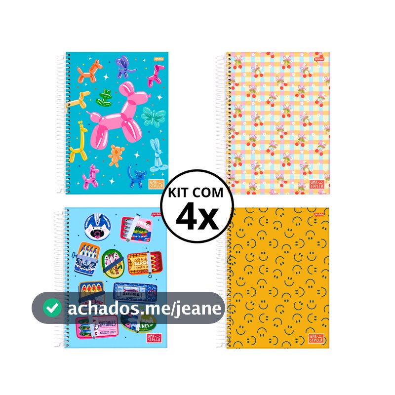 Kit 04 Cadernos Universitário 10 Matérias 160 Folhas Stella - Jandaia
