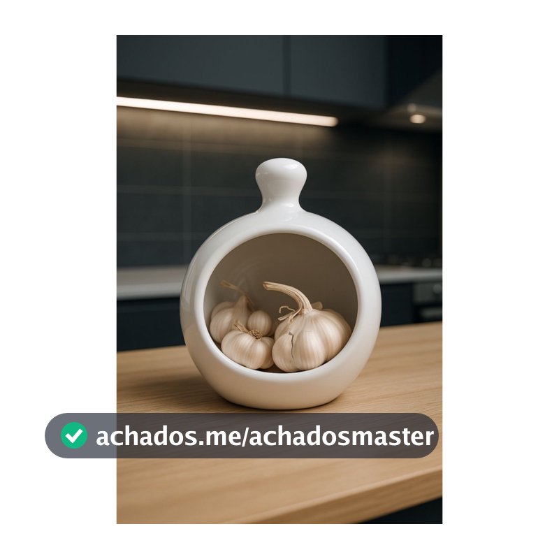 Porta Alho Ceramica Branca Solução Prática Cozinha Praticidade Liso Guarda Alho Organização